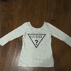 Guess Cream Logo Long Sleeve Top